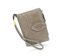 conisy Cartera de Mujer de Gran Capacidad, Monedero Pequeño de Piel Sintética con Bolsillo de Cremallera para Mujer (Gris)