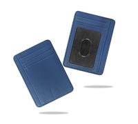 conisy Cartera Delgada para Mujer, Bolsillo Frontal Minimalista de Cuero, Tarjetero Delgado con Bloqueo RFID (Azul)