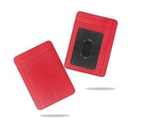 conisy Cartera Delgada para Mujer, Bolsillo Frontal Minimalista de Cuero, Tarjetero Delgado con Bloqueo RFID (Rojo)