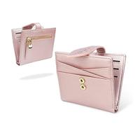 conisy Cartera pequeña, Cuero Fino con Bloqueo RFID, Bolsillo Frontal Plegable, Cartera con Cremallera, Monedero para Mujer (Rosa Brillante)