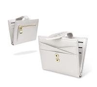 conisy Cartera pequeña, Cuero Fino con Bloqueo RFID, Bolsillo Frontal Plegable, Cartera con Cremallera, Monedero para Mujer (Plata Brillante)