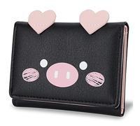 conisy Carteras Pequeñas Mujer de PU Cuero Lindo Minimalista Billetera Delgada para niñas y Señora (Negro)