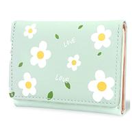 conisy Carteras Pequeñas Mujer de PU Cuero Lindo Minimalista Billetera Delgada para niñas y Señora (Verde Claro)