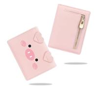 conisy Lindas Carteras para Mujer, Bloqueo de RFID de Cuero, Cartera Plegable pequeña con Monedero con Cremallera para Mujer (Cerdo Rosa)