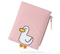 conisy Lindas Carteras para Mujer, Cuero Sintético Plegable Pequeña Cartera con Cremallera Monedero y Bloqueo de RFID (Pato Rosa)
