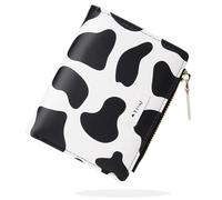 conisy Lindas Carteras para Mujer, Cuero Sintético Plegable Pequeña Cartera con Cremallera Monedero y Bloqueo de RFID (Vaca Negra)