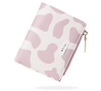 conisy Lindas Carteras para Mujer, Cuero Sintético Plegable Pequeña Cartera con Cremallera Monedero y Bloqueo de RFID (Vaca Rosa)