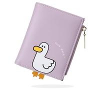 conisy Lindas Carteras para Mujer, Cuero Sintético Plegable Pequeña Cartera con Cremallera Monedero y Bloqueo de RFID (Pato Morado)