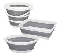 Conjunto 3 Piezas Cubos Plegables Aktive, 37x27x12 Cm, Gris y Blanco