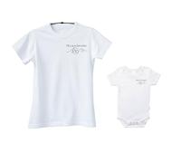 Conjunto Adulto e Hijo Body y Camiseta a Juego, Mi Caos Favorito y Soy el Caos Personalizdo