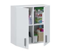Conjunto armarios auxiliares blancos despensa cuarto colada muebles multiusos almacenaje productos limpieza 59 cm