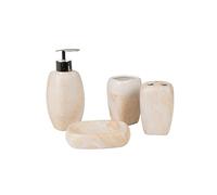 CONJUNTO BAÑO 4 PCS CERAMICA MARMOLADO CREMA