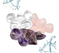 Conjunto básico de purificación de agua PURAJA | Piedras naturales pulidas | Mezcla premium para agua de gemas | Mezcla base: cuarzo rosa, amatista, cristal de roca