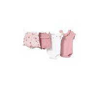 Conjunto Bebe Niña - Regalos originales para bebes recien nacidos - Set Primera Puesta 4 piezas - Dos camisetas manga corta y dos bermudas - Ropa para bebe de 3 meses a 18 meses (Rose, 9 meses)