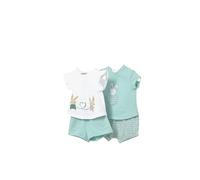 Conjunto Bebe Niña - Regalos originales para bebes recien nacidos - Set Primera Puesta 4 piezas - Dos camisetas manga corta y dos bermudas - Ropa para bebe de 3 meses a 18 meses (Anis, 6 meses)