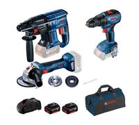 Conjunto Bosch Professional: GBH 180-LI + GSR 18V-50 + GWS 180-LI + 2× GBA 18V 5,0Ah + 0615990M32