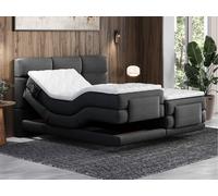 Conjunto Boxspring cabecero capitoné + somieres relajación eléctrico + colchón + sobrecolchón - 2 x 90 x 200 - antracita - LODI de PALACIO