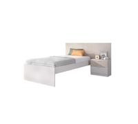 Conjunto cabecero cama dormitorio LION 3 DEKIT alistonado/blanco