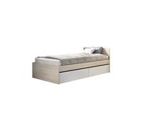 Conjunto cama dormitorio TOP DEKIT 90x190 + 2 cajones natural /blanco