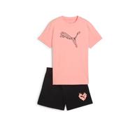 Conjunto Camiseta Rosa + Bermuda Negra Puma-FLAMING LOVE Tee and Shorts Set G-686308-18-ROSA NIÑA