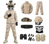 Conjunto Camuflaje Digital Juvenil Unisex, 9 Piezas con Casco y Accesorios | Set 9 Piezas: Chaqueta, Pantalón, Gafas, Casco, Cinturón, Máscara, Guantes Sin Dedos, Accesorios Y Rodilleras