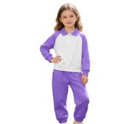 Conjunto casual de 2 piezas para niñas, blusa polo de manga larga con botones, pantalones deportivos holgados con cintura elástica, cómodos separados deportivos para lecciones diarias y viajes de fin
