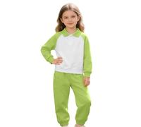 Conjunto casual de 2 piezas para niñas, blusa polo de manga larga con botones, pantalones deportivos holgados con cintura elástica, cómodos separados deportivos para lecciones diarias y viajes de fin