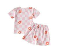 Conjunto casual de dos piezas con camisa a cuadros estampada para niña Traje De Lluvia compatible with Moto Trajes Mexicanos Bebes