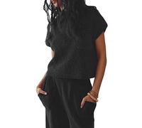 Conjunto casual de dos piezas para mujer, conjunto de suéter para mujer, conjunto de chándal de punto y pantalones de cintura alta, conjunto de dos piezas para mujer, conjunto de chándal de punto