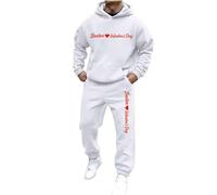 Conjunto Chándal Hombre San Valentín Regalo Novio 2 Piezas Sudadera Capucha Pantalones Chandal Invierno Ropa Deportiva Corazón Estampado Streetwear Casual Algodón Gym Fitness Tallas Grandes Running