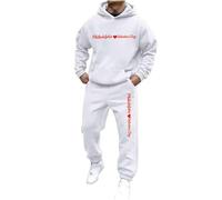 Conjunto Chándal Hombre San Valentín Regalo Novio 2 Piezas Sudadera Capucha Pantalones Chandal Invierno Ropa Deportiva Corazón Estampado Streetwear Casual Algodón Gym Fitness Tallas Grandes Running