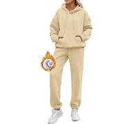 Conjunto Chándal Mujer 2 Piezas Completo Chándal Otoño Invierno Polar Sudadera de Manga Larga y Pantalón Jogger con Bolsillo Informal Dos Piezas Conjuntos Deportivos para Fitness (02-Yellow, XL)