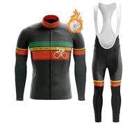 Conjunto Ciclismo Hombre Maillot Ciclista Invierno Ropa Bici MTB Polar Térmico,Traje Bicicleta Chaquetas Manga Larga y Culotte Tirantes con 19D Gel Acolchado,Completa de Jerseys Ciclo BTT(B6,M)