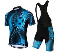 Conjunto Ciclismo Hombre Verano Ropa Bici MTB Maillot Ciclista Manga Corta,Traje Bicicleta Camiseta Ciclo y Culotte Tirantes con 19D Gel Acolchado,Completa Jerseys Transpirable Secado Ráido(7,5XL)