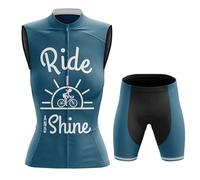 Conjunto Ciclismo Mujer Ropa Ciclista Verano Maillot Bici MTB Sin Mangas,Traje Bicicleta Chaleco Ciclo y Culotte Shorts con 19D Gel Acolchado,Completa de Jerseys Transpirable Secado Rápido(4,M)