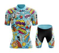 Conjunto Ciclismo Mujer Verano Maillot Bici MTB Manga Corta Ropa Ciclista,Traje Bicicleta Camiseta Ciclo y Culotte Shorts con 19D Gel Acolchado,Completa Jerseys Transpirable Secado Rápido(16,S)