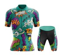 Conjunto Ciclismo Mujer Verano Maillot Bici MTB Manga Corta Ropa Ciclista,Traje Bicicleta Camiseta Ciclo y Culotte Shorts con 19D Gel Acolchado,Completa Jerseys Transpirable Secado Rápido(5,5XL)