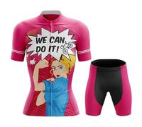 Conjunto Ciclismo Mujer Verano Maillot Bici MTB Manga Corta Ropa Ciclista,Traje Bicicleta Camiseta Ciclo y Culotte Shorts con 19D Gel Acolchado,Completa Jerseys Transpirable Secado Rápido(1,M)