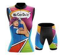 Conjunto Ciclismo Mujer Verano Maillot Bici MTB Sin Mangas Ropa Ciclista,Traje Bicicleta Chaleco Ciclo y Culotte Shorts con 19D Gel Acolchado,Completa de Jerseys Transpirable Secado Rápido(1,L)