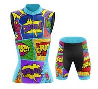 Conjunto Ciclismo Mujer Verano Maillot Bici MTB Sin Mangas Ropa Ciclista,Traje Bicicleta Chaleco Ciclo y Culotte Shorts con 19D Gel Acolchado,Completa de Jerseys Transpirable Secado Rápido(11,M)