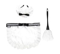 Conjunto clásico de trajes de criada francesa en blanco y negro - Conjunto de tejidos para cosplay | Mascarada y fiesta, talla universal, incluye una diadema, n delantal y u plumero | Id