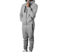 Conjunto completo de 2 piezas de chándal clásico para hombre, con cremallera regular, abrigos de cárdigan, cintura elástica, pantalones deportivos sueltos, ropa deportiva para otoño e invierno, ropa