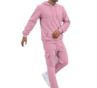 Conjunto completo de 2 piezas para hombre, sudadera de manga larga con capucha y cintura elástica, pantalones cargo cómodos, sudaderas térmicas con puños, trajes de chándal para hombre, para otoño e