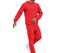 Conjunto completo de 2 piezas para hombre, sudadera de manga larga con capucha y cintura elástica, pantalones cargo cómodos, sudaderas térmicas con puños, trajes de chándal para hombre, para otoño e