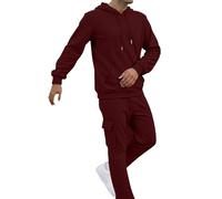 Conjunto completo de 2 piezas para hombre, sudadera de manga larga con capucha y cintura elástica, pantalones cargo cómodos, sudaderas térmicas con puños, trajes de chándal para hombre, para otoño e