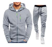 Conjunto completo de chándal con capucha para hombre, chaqueta con capucha y cordón de ajuste, sudadera con cremallera, pantalones deportivos de manga larga, ropa deportiva básica clásica, gris, 3XL