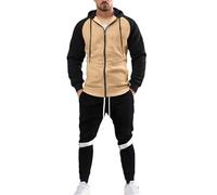 Conjunto completo de chándal de 2 piezas con capucha y pantalones deportivos con cremallera y cordón, cintura elástica, pantalones deportivos atléticos, ropa deportiva al aire libre, correr, ropa