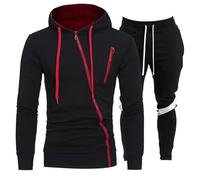 Conjunto completo de chándal para hombre, 2 piezas, sudadera con capucha, con cremallera, cintura elástica, pantalones deportivos sueltos, ropa deportiva al aire libre, correr, ropa exterior, M-3XL