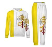 Conjunto Completo De Chándal Para Hombre Y Mujer Conjunto De 2 Piezas Sudadera Con Capucha Y Manga Larga Con Estampado De La Bandera Del Vaticano Conjunto Completo De Chándal Para Estar En Casa 2Xl