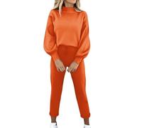 Conjunto completo de chándal para mujer, 2 piezas, manga larga, cuello redondo, sudadera con capucha y puños, pantalones deportivos, conjuntos de ropa de gimnasio, descanso, vacaciones, ropa deportiva